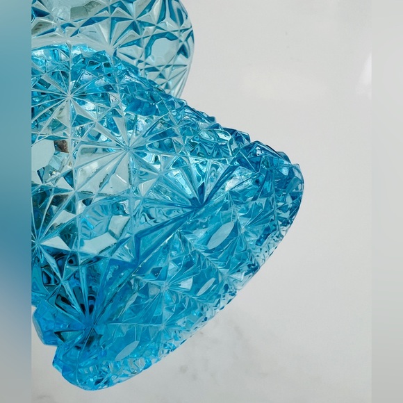 vintage Fenton Daisy and Button top hat blue cut glass whimsy toothpick holder - Picture 6 of 9